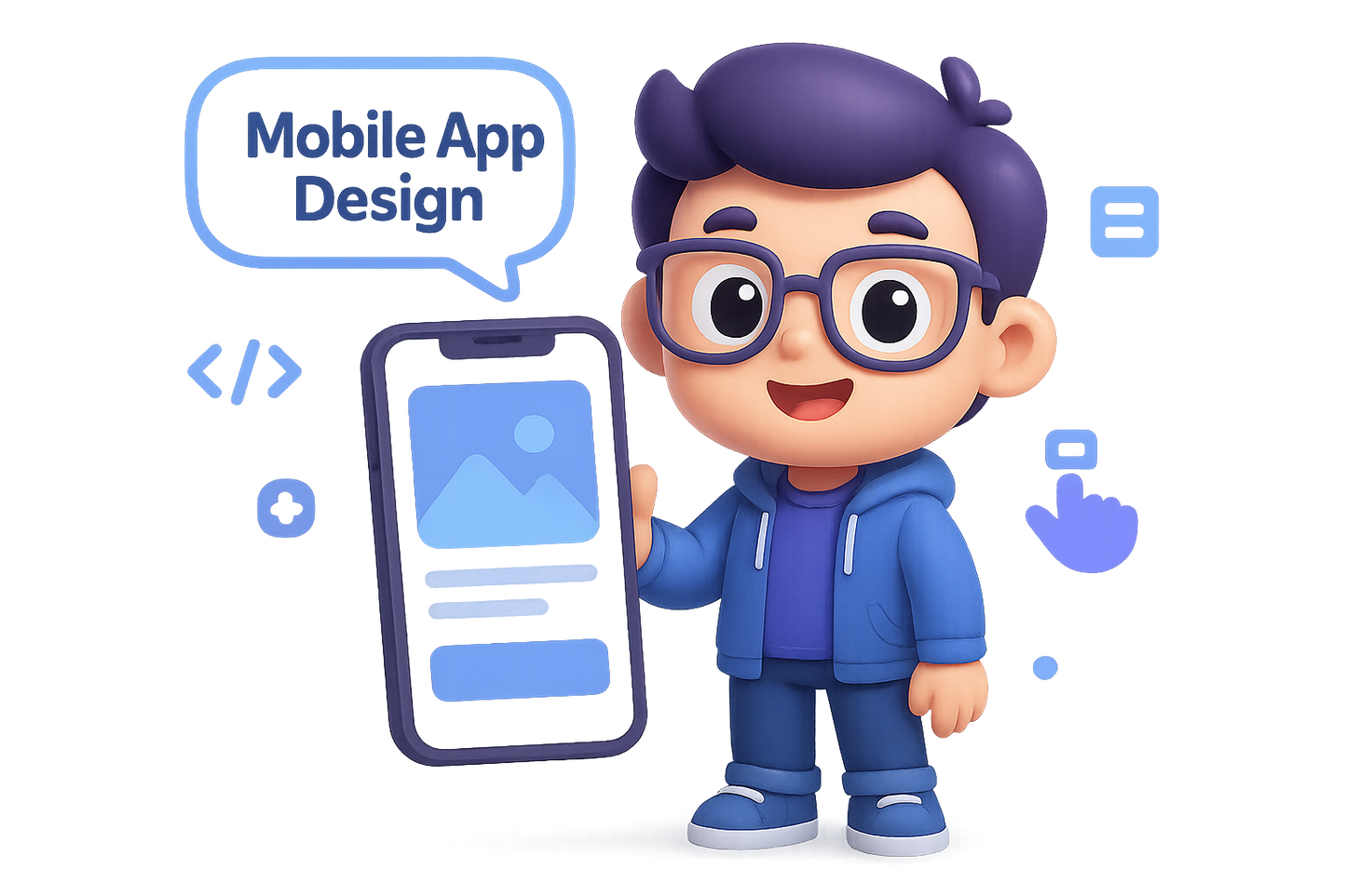 Mobile App Design Cartoon