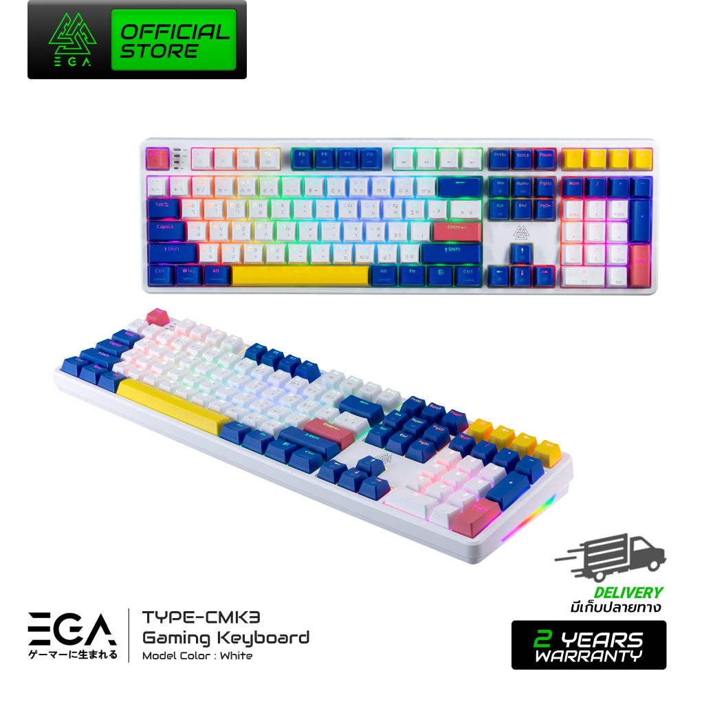 EGA TYPE CMK3 メカニカル キーボード CIY ได้ 2 สวิตต์ 青スイッチ / 赤スイッチ フル RGB รับประกันสินค้า 2 ปี