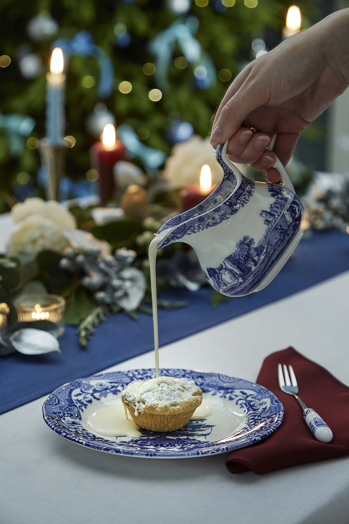 ブルーイタリアンクリスマスツリープレート 20cm