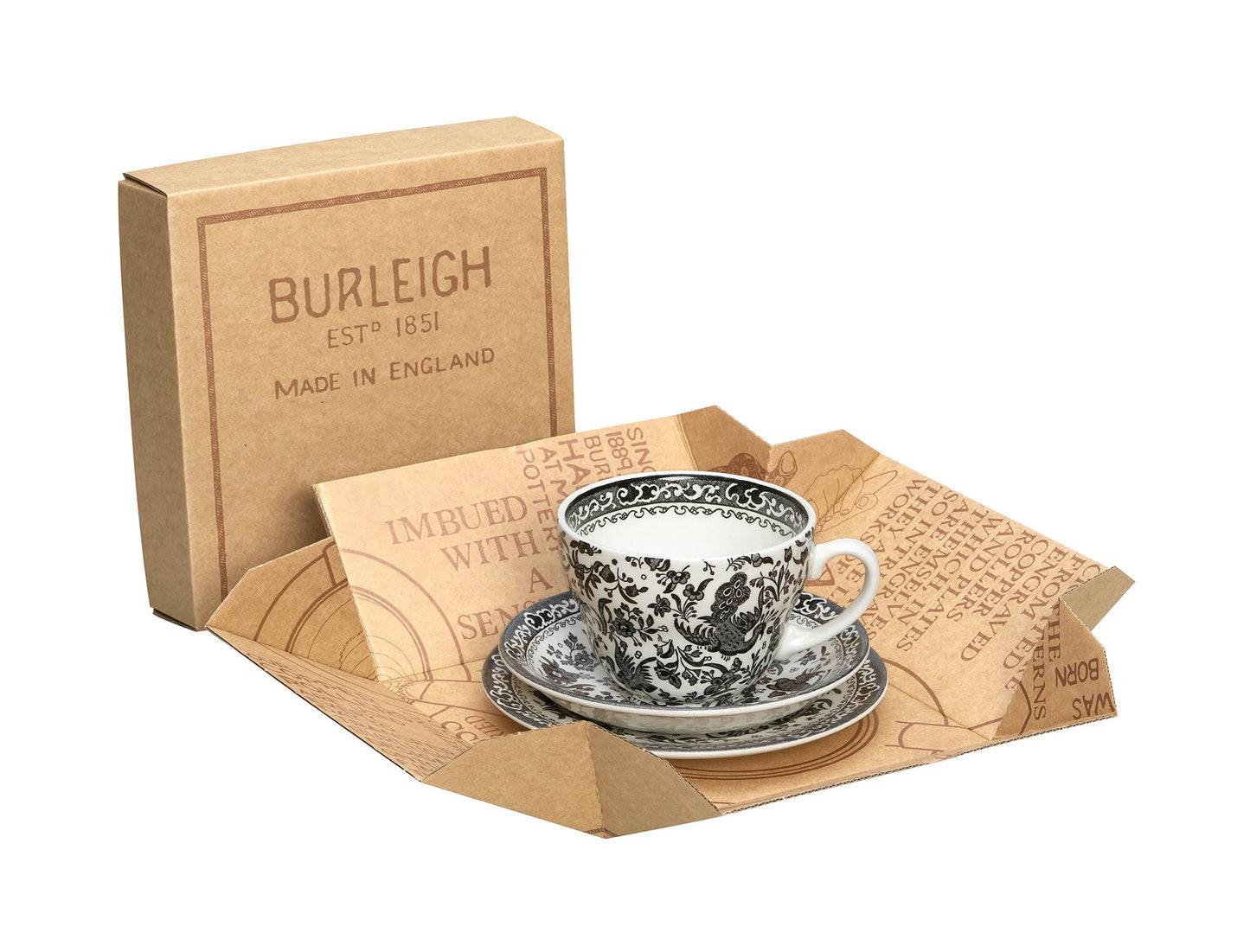 Burleigh Black Regal Peacock Breakfast Cup Gift Set