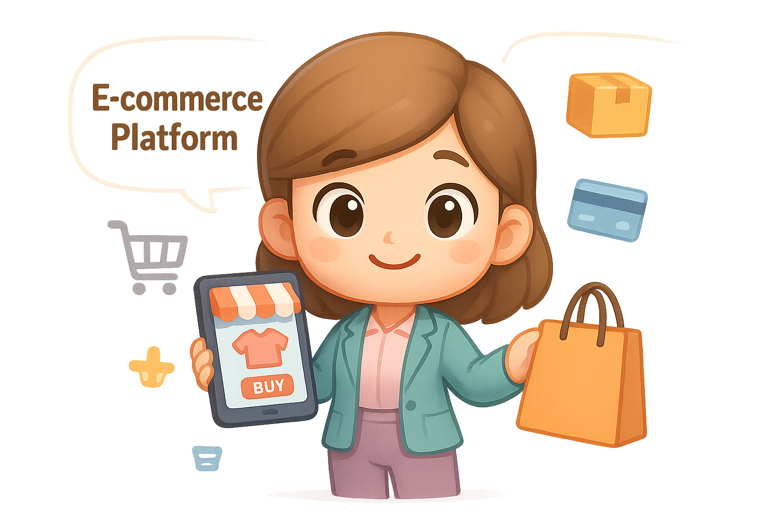 E-commerce Platform Cartoon