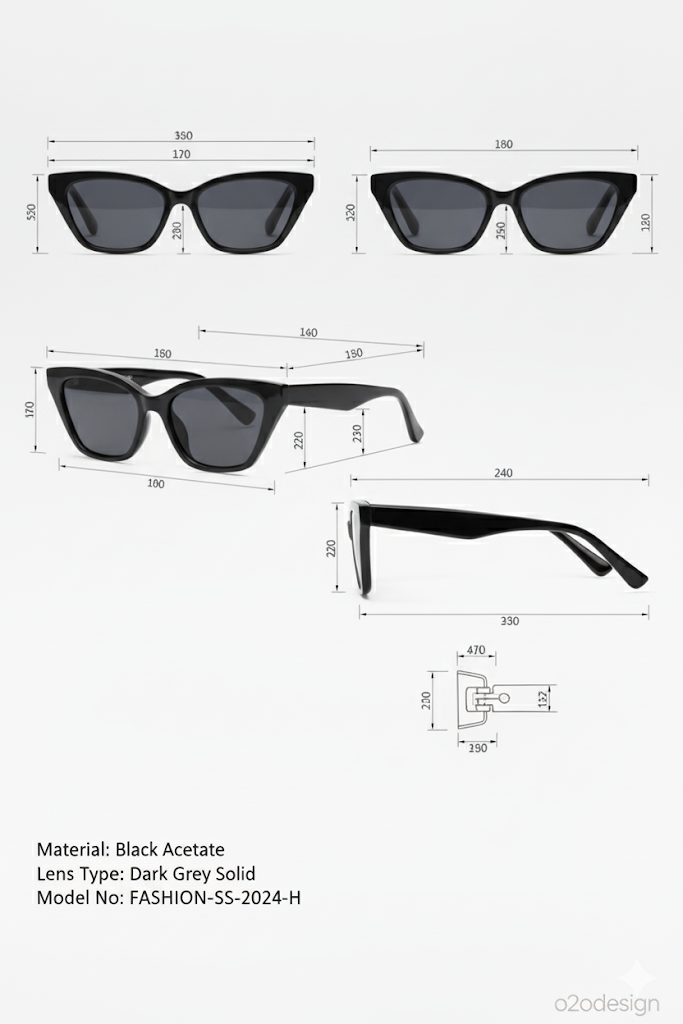 Fashion Black Acetate Sunglasses - FASHION-SS-2024-H