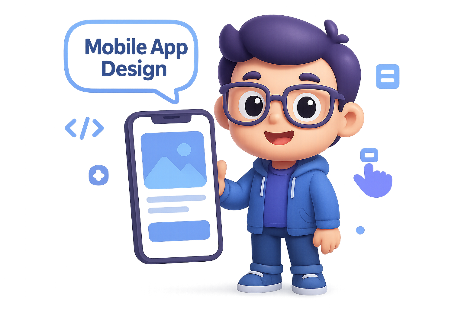 Mobile App Design Cartoon