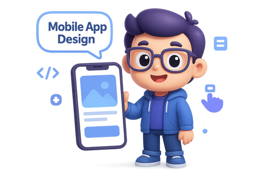 Mobile App Design Cartoon