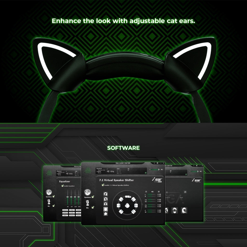 EGA TYPE H13 ゲーミングヘッドセット 7.1 RGB ポート USB 2.0 2 番目の単語