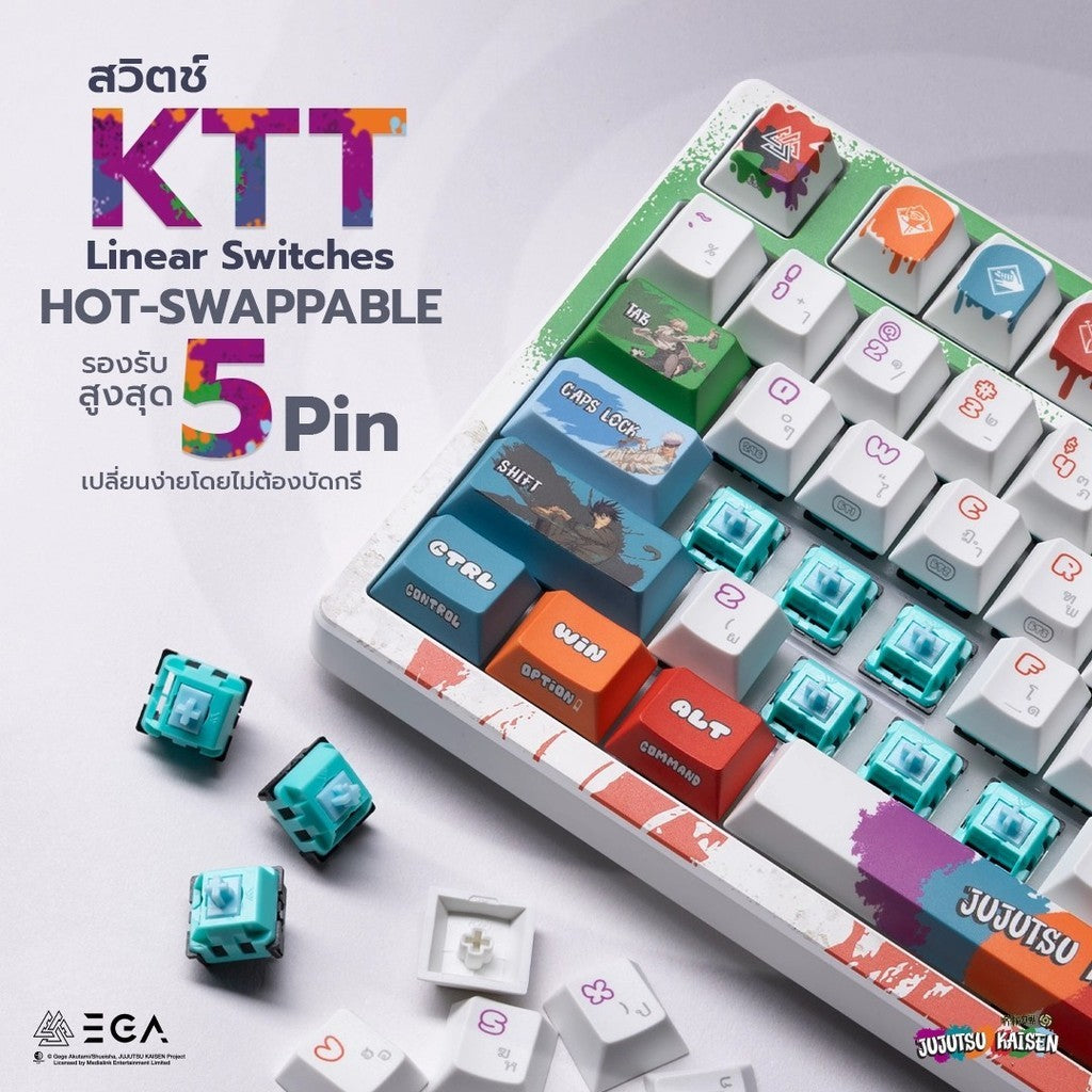 [ประกัน1 ปี] キーボード「EGA | 呪術廻戦 ホワイト LIMITED EDITION」 พร้อมจอTFT &amp;ノブホットスワップ 5pin
