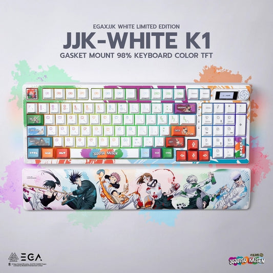 [ประกัน1 ปี] キーボード「EGA | 呪術廻戦 ホワイト LIMITED EDITION」 พร้อมจอTFT &amp;ノブホットスワップ 5pin