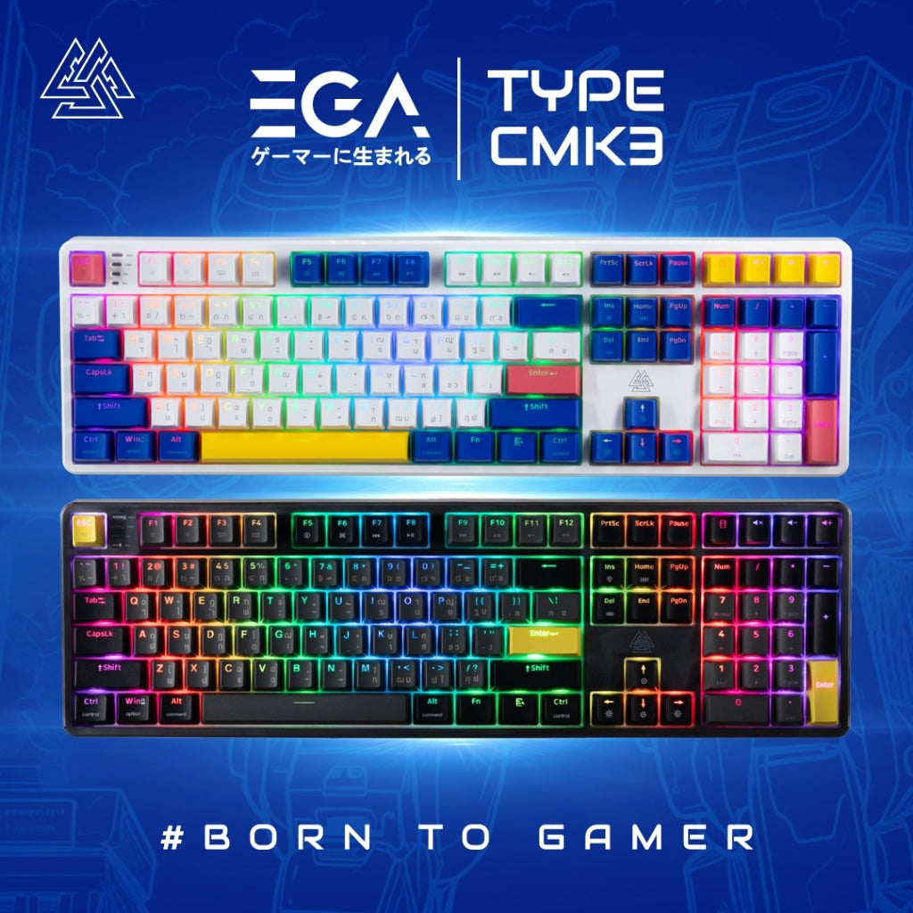 EGA TYPE CMK3 メカニカル キーボード CIY ได้ 2 สวิตต์ 青スイッチ / 赤スイッチ フル RGB รับประกันสินค้า 2 ปี